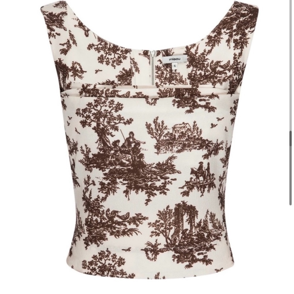 Miaou Cream and Brown Patterned Tank Top